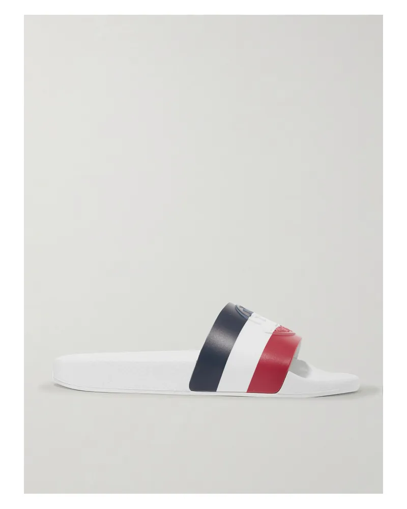 Moncler Striped Rubber Slides - White White