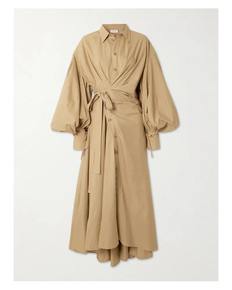 Zimmermann Rebellion Midikleid Aus Geraffter Baumwollpopeline Mit Wickeleffekt - Braun Braun