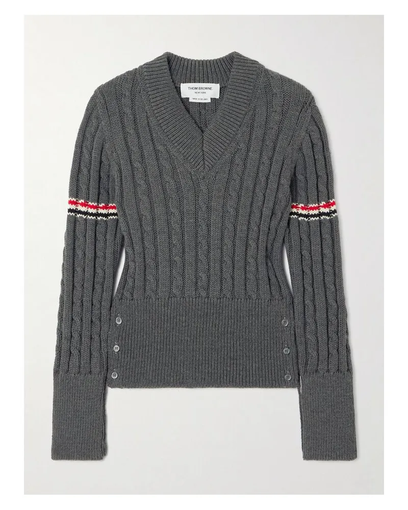 Thom Browne Zopfstrickpullover Aus Wolle - Grau Grau