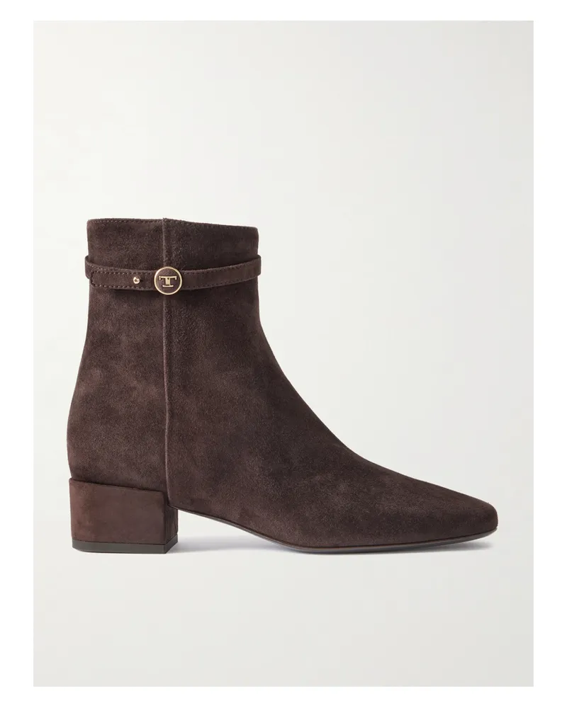 TOD'S Ankle Boots Aus Veloursleder Mit Verzierung - Braun Braun