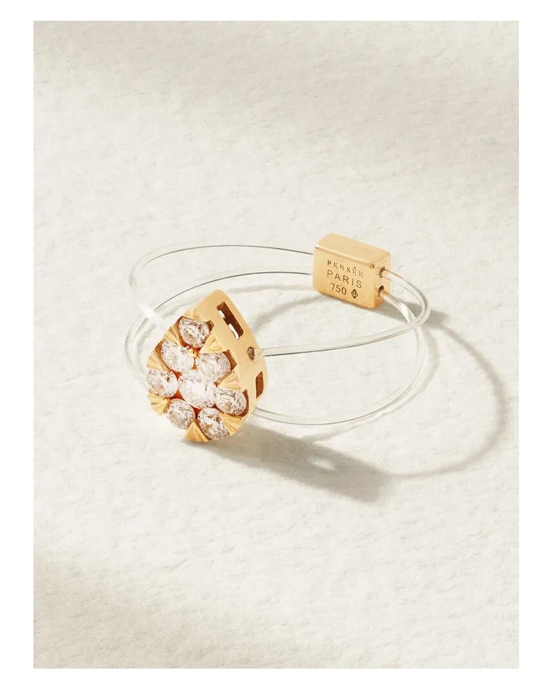 PERSEE Floating Elastischer Ring Mit Diamanten Und Details Aus 18 Karat Gold Gold