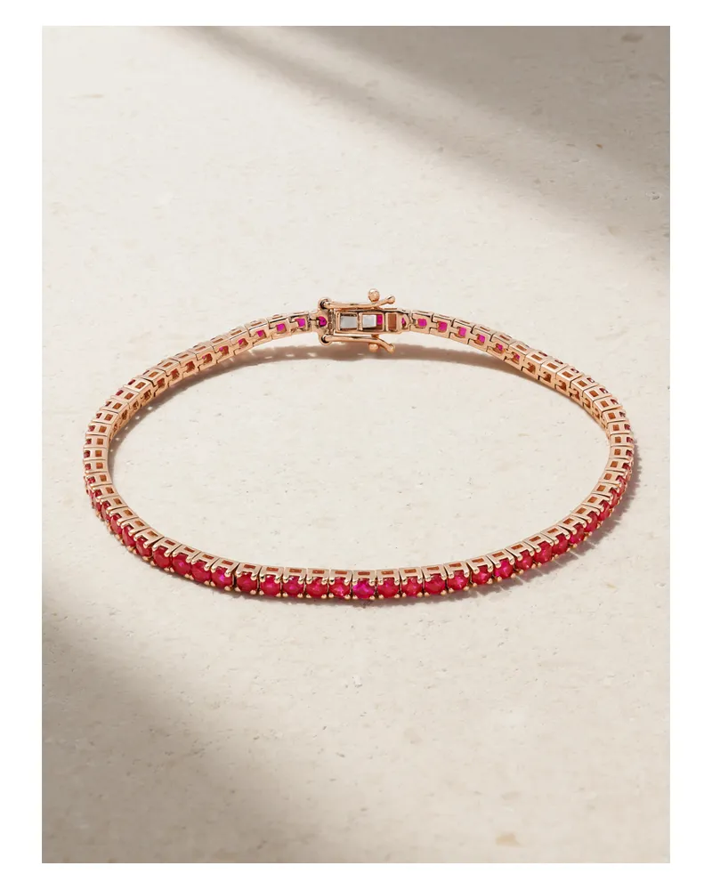 Roxanne First 14-karat Rose Gold Ruby Tennis Bracelet - Red Red