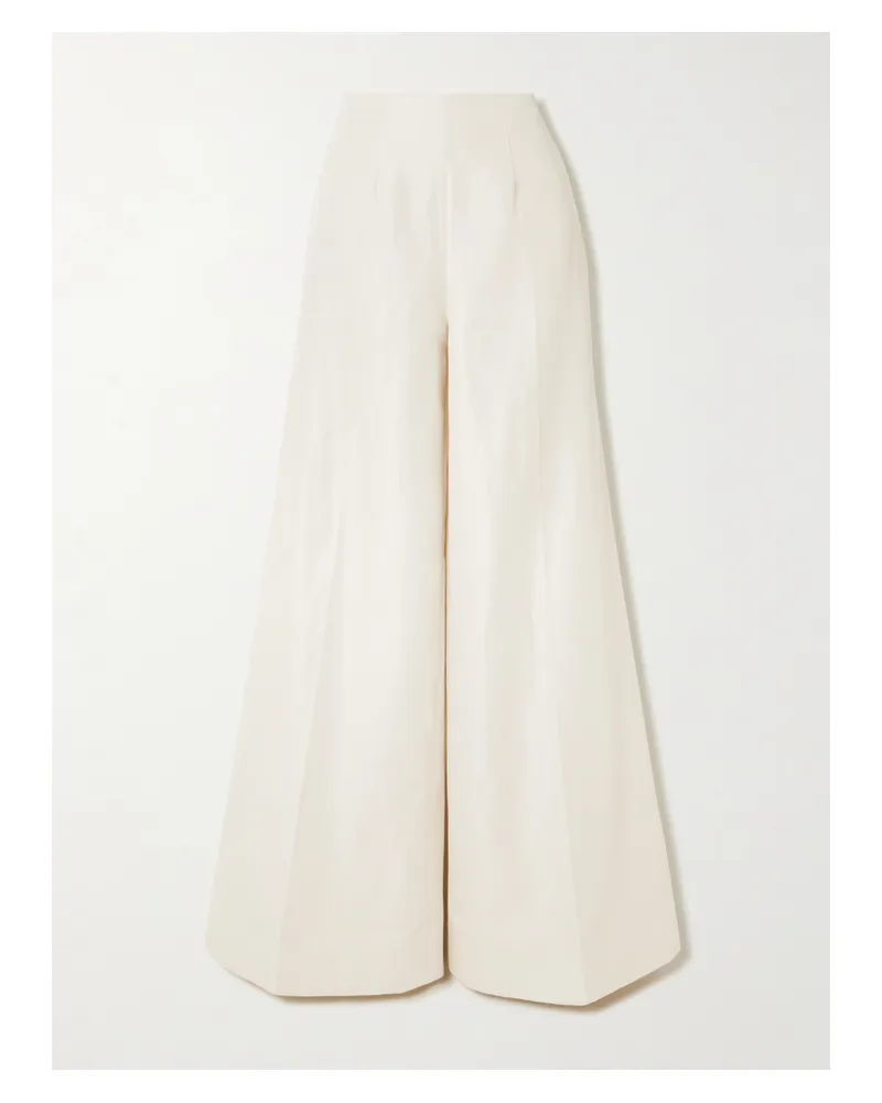 Saloni Walli Hose Mit Weitem Bein Aus Einer Mischung Aus Baumwolle, Leinen Und Seide - Elfenbein Elfenbein