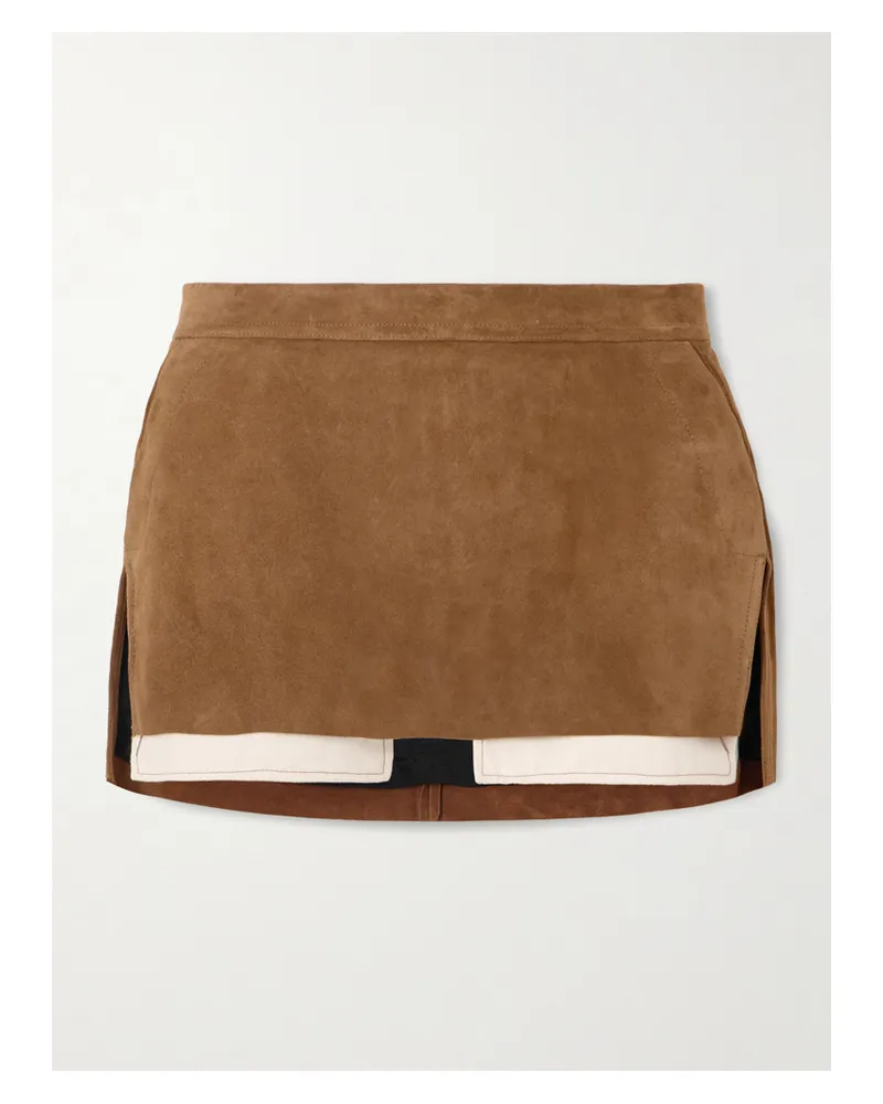 Rick Owens Fog Mehrlagiger Minirock Aus Veloursleder - Braun Braun