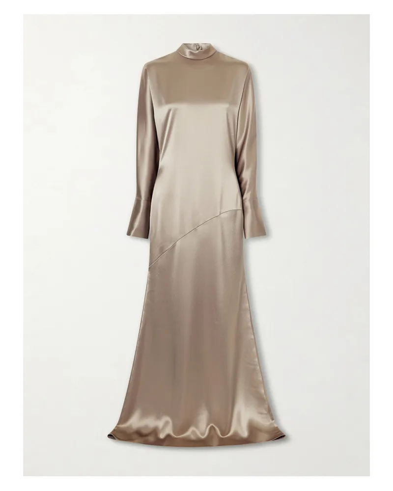 GALVAN Phoenix Satin Gown - Brown Brown