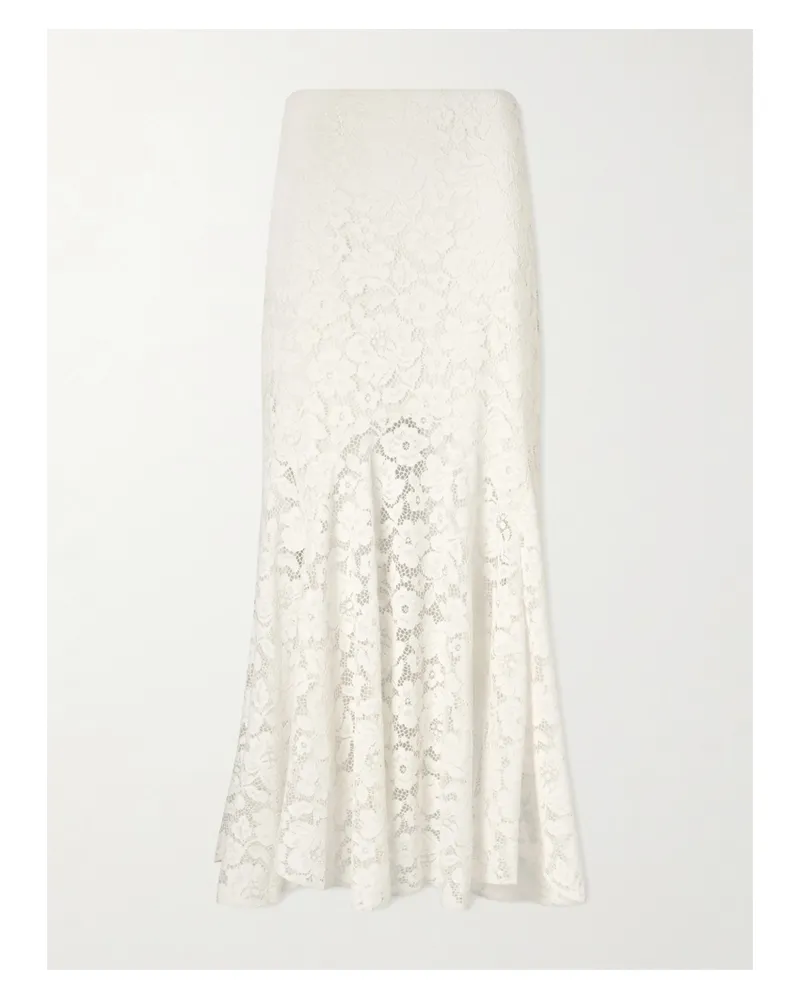 RIXO Jade Pleated Lace Midi Skirt - Neutrals Neutrals