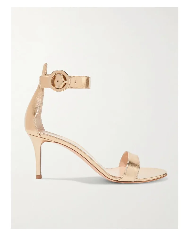 Gianvito Rossi Portofino 70 Sandalen Aus Metallic-leder - Gold Gold