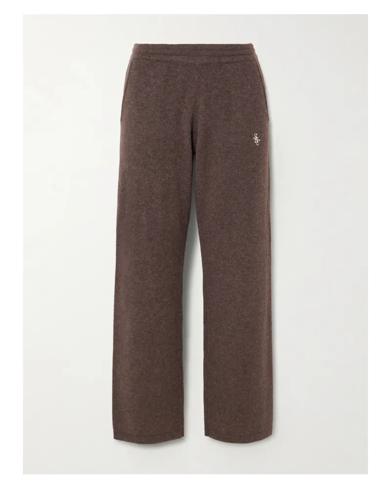SPORTY & RICH Src Hose Aus Einer Kaschmir-wollmischung Mit Stickerei - Braun Braun