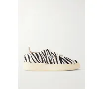 Easyknit Suede-trimmed Zebra-print Knitted Sneakers - Animal Print