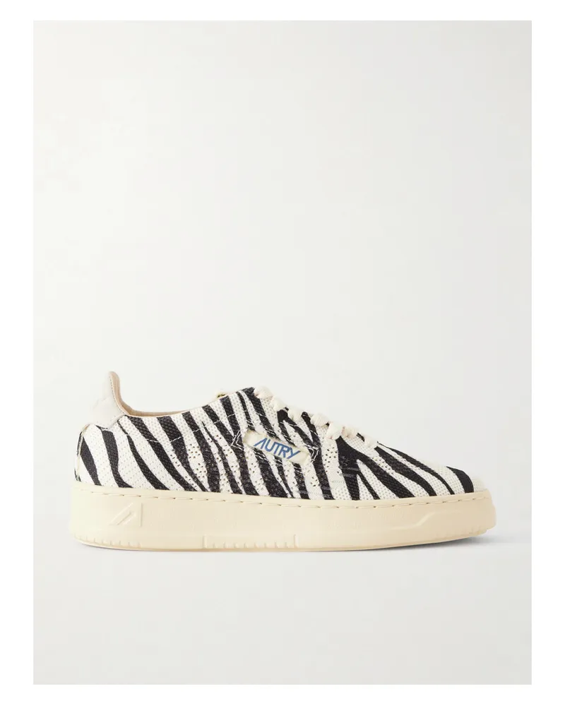 AUTRY Easyknit Suede-trimmed Zebra-print Knitted Sneakers - Animal Print Animal