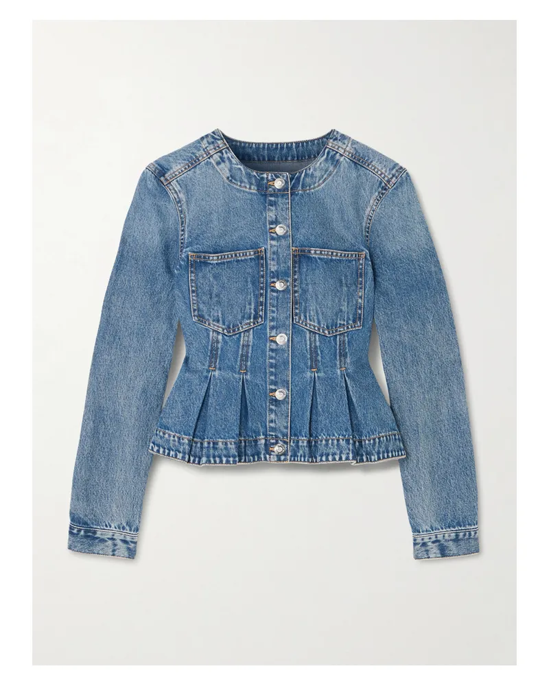 Veronica Beard Zahara Jeansjacke Mit Schößchen Und Falten - Blau Blau