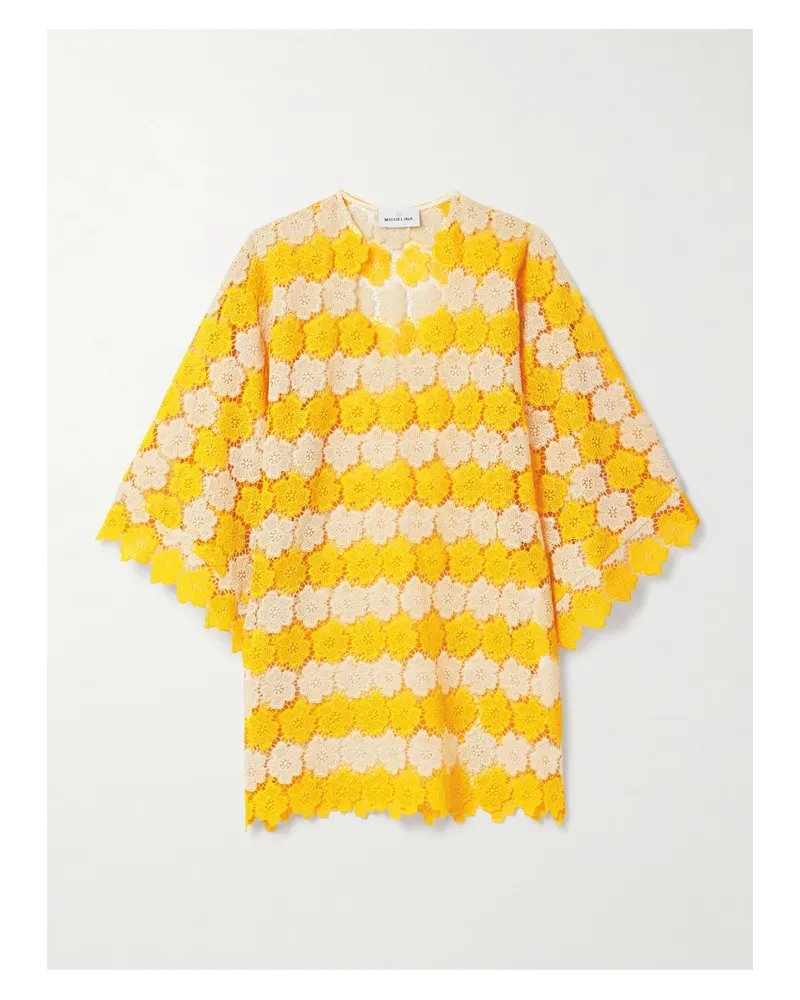 Miguelina Gianina Kaftan Aus Guipure-spitze Aus Baumwolle - Gelb Gelb