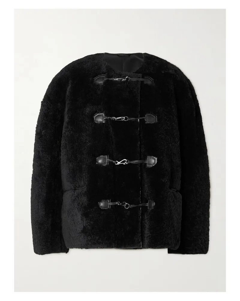 Totême Jacke Aus Shearling Mit Lederbesätzen - Schwarz Schwarz