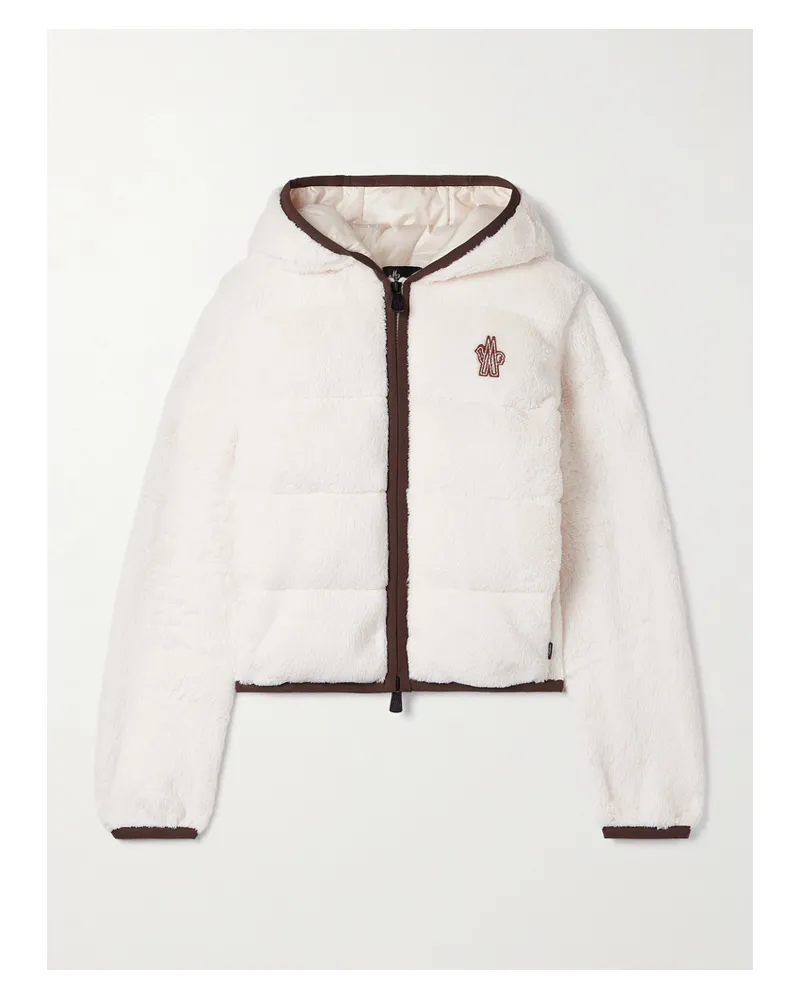 Moncler Hooded Quilted Fleece Down Jacket - White White
