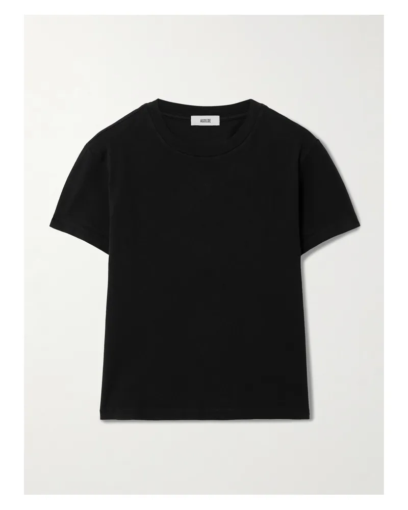AGOLDE Adine Verkürztes T-shirt Aus Biobaumwoll-jersey - Schwarz Schwarz
