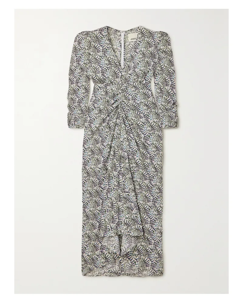 Isabel Marant Albini Asymmetrisches Kleid Aus Bedrucktem Crêpe Aus Einer Seidenmischung - Ecru Ecru