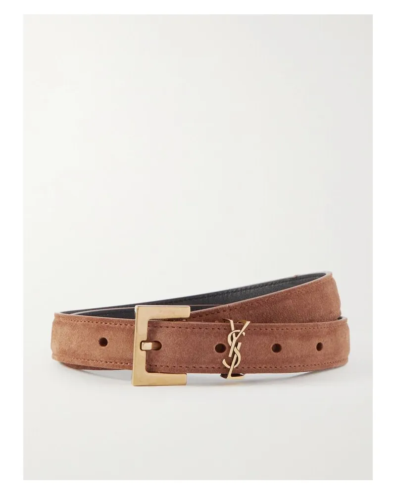 Saint Laurent Monogramme Gürtel Aus Veloursleder - Rot Rot