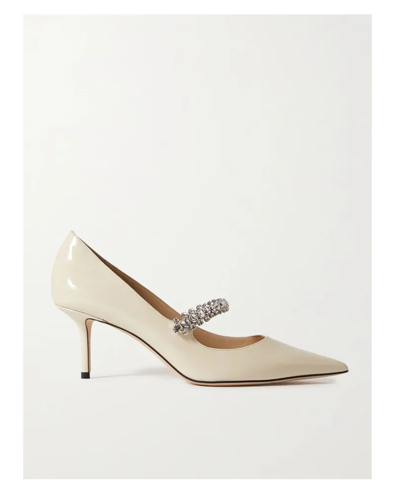 Jimmy Choo Bing 65 Mm Pumps Aus Lackleder Mit Kristallen - Weiß Weiß