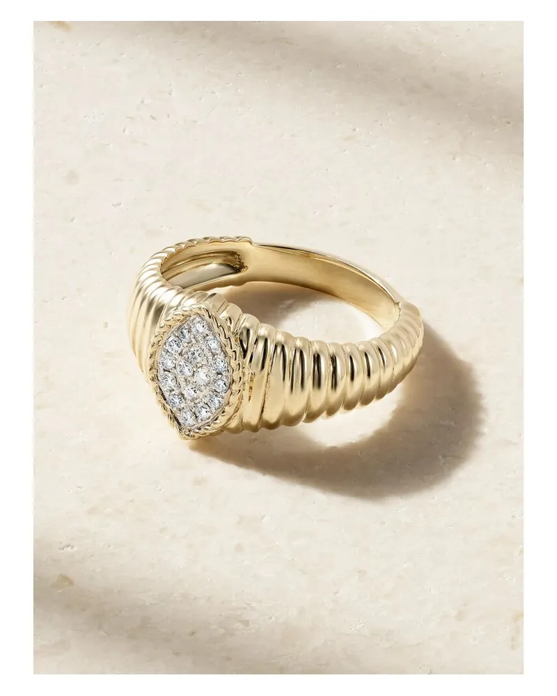 Yvonne Léon Baby Chevalière Marquise Berlingot Siegelring Aus 9 Karat Gold Mit Diamanten Gold