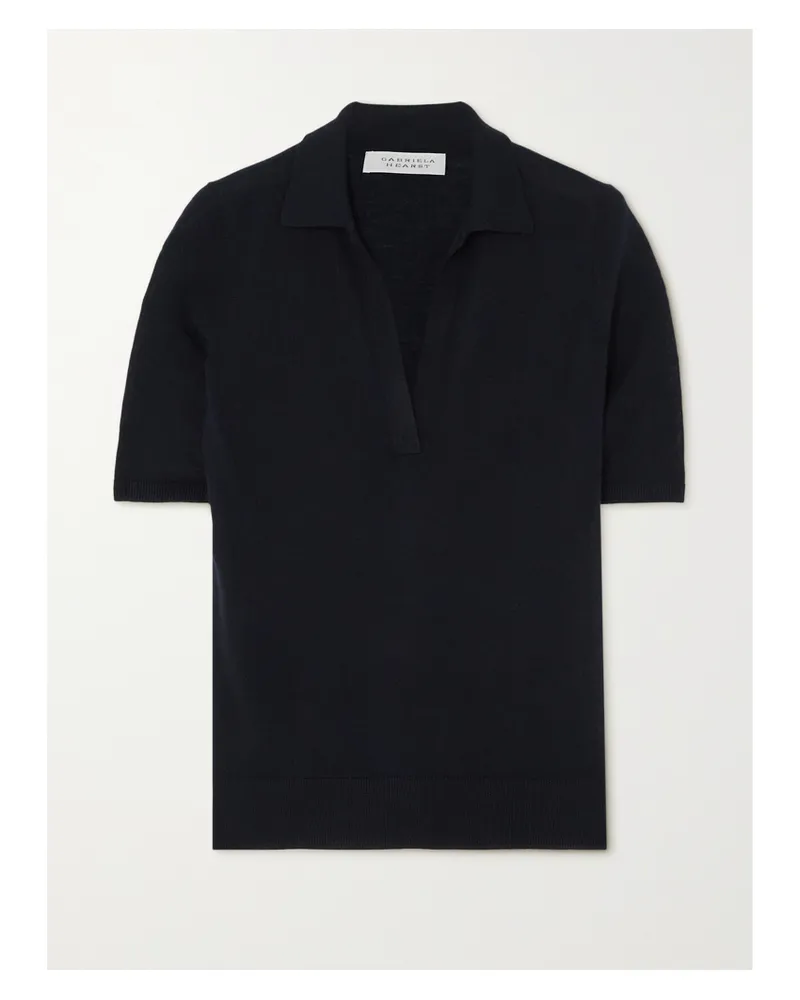 Gabriela Hearst Frank Cashmere And Silk-blend Polo Shirt - Blue Blue