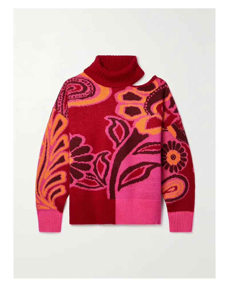 FARM Rio Rollkragenpullover Aus Strick Mit Intarsienmotiven Und Cut-out - Pink Pink