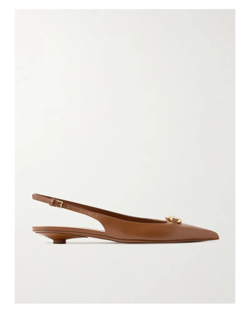 Valentino Garavani Vlogo Moon 20 Slingback-pumps aus Leder Braun