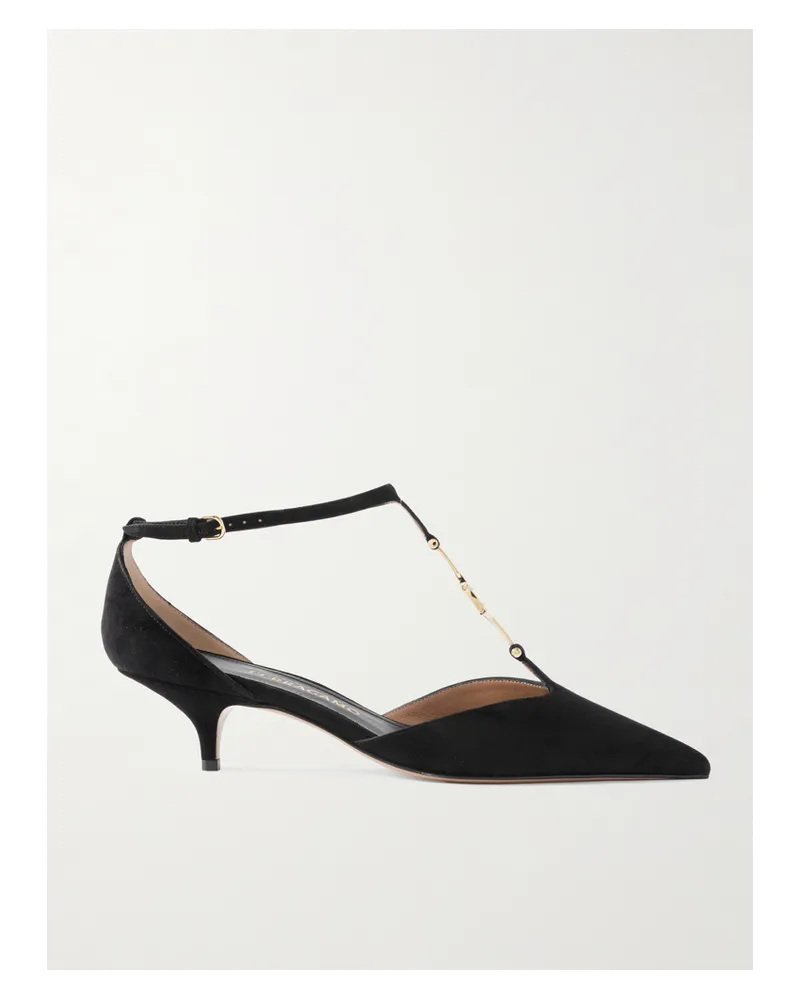 Ferragamo Traci Pumps Aus Veloursleder Mit Verzierung - Schwarz Schwarz