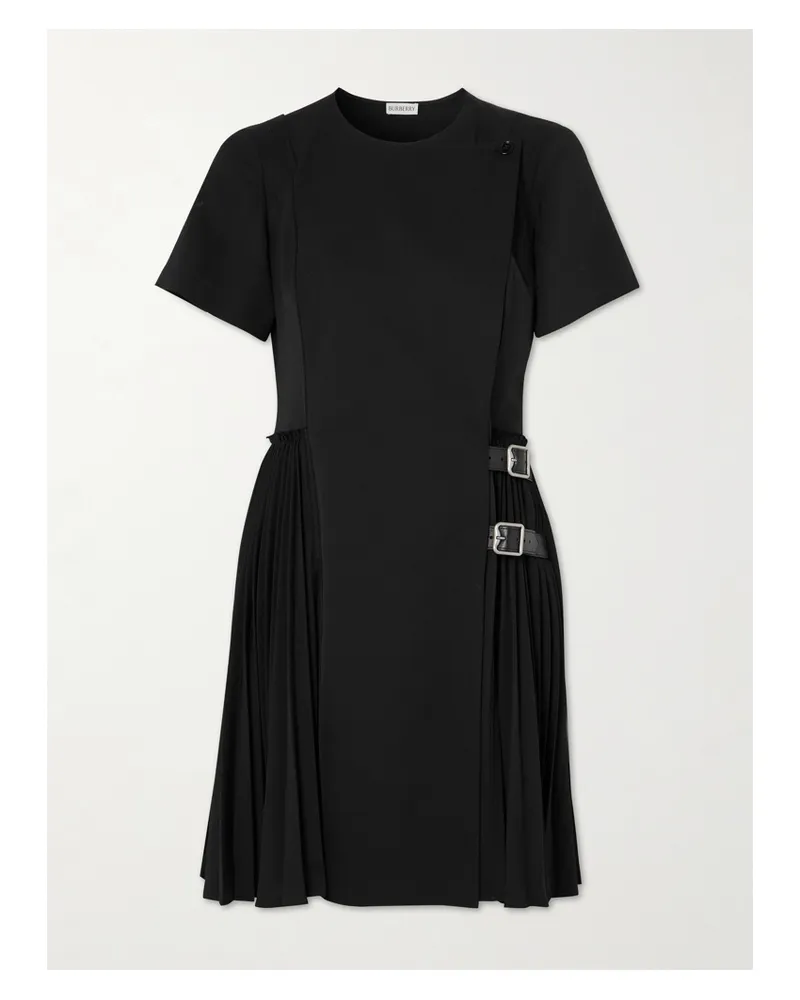 Burberry Minikleid Aus Twill Mit Plissee Und Schnallen - Schwarz Schwarz