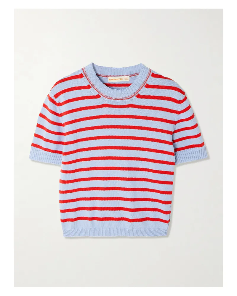 &Daughter Shona Striped Organic Cotton Top - Blue Blue