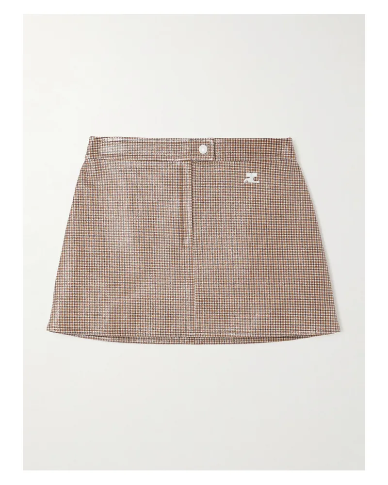 Courrèges Reedition Minirock Aus Einer Beschichteten Baumwollmischung Mit Karomuster Und Applikation - Braun Braun
