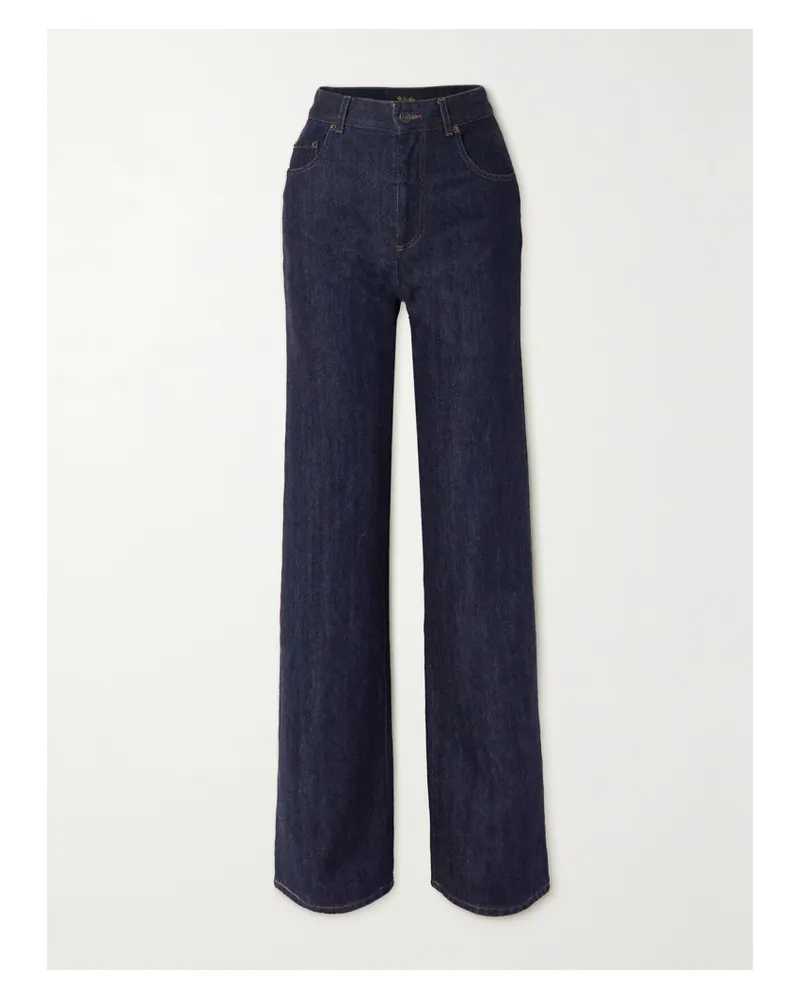 Loro Piana Hoch Sitzende Jeans Mit Geradem Bein Aus Denim Aus Einer Baumwoll-kaschmirmischung - Blau Blau