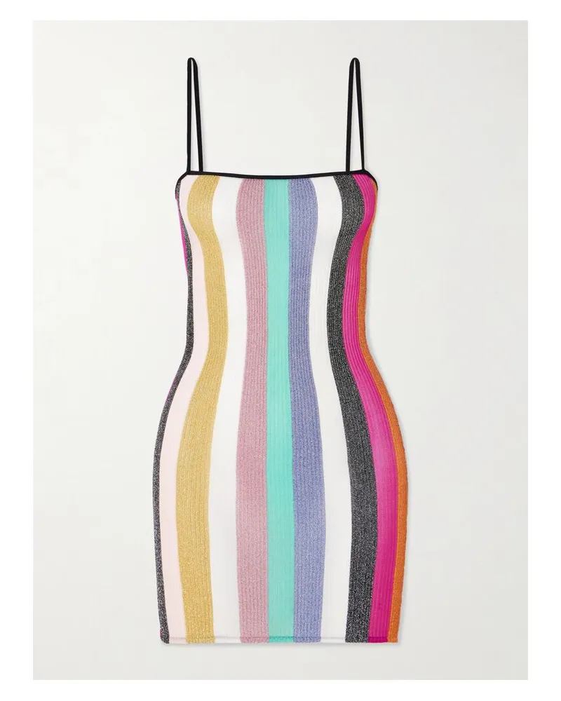 Missoni Minikleid Aus Gestreiftem Häkelstrick In Metallic-optik - Mehrfarbig Mehrfarbig