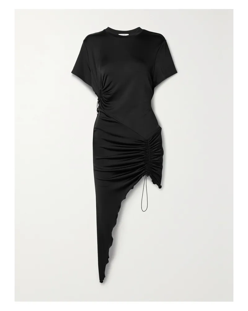 ET OCHS Net Sustain Brielle Asymmetrisches Kleid Aus Stretch-jersey Mit Cut-out Und Raffungen - Schwarz Schwarz