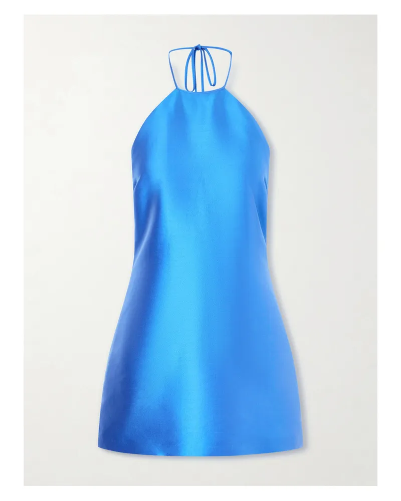 BERNADETTE Crepe Halterneck Mini Dress - Blue Blue