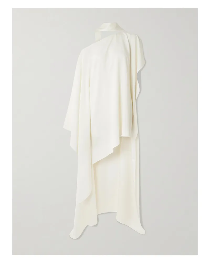 Taller Marmo Trebbia Scarf-detailed One-shoulder Crepe-cady Kaftan - Cream Cream