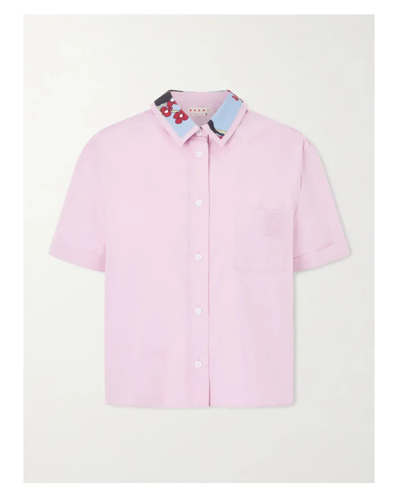 Marni Hemd Aus Baumwollpopeline Mit Blumenprint Und Stickerei - Pink Pink