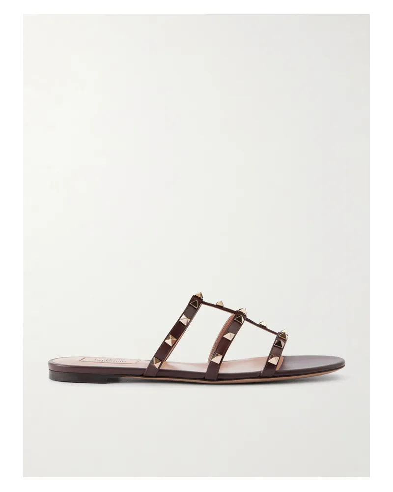 Valentino Garavani Rockstud Leather Sandals - Brown Brown