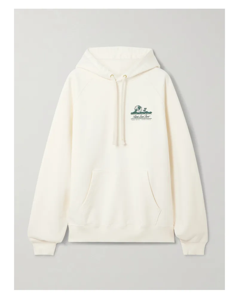 Aimé Leon Dore Unisphere Printed Cotton-jersey Hoodie - Off-white Off-white