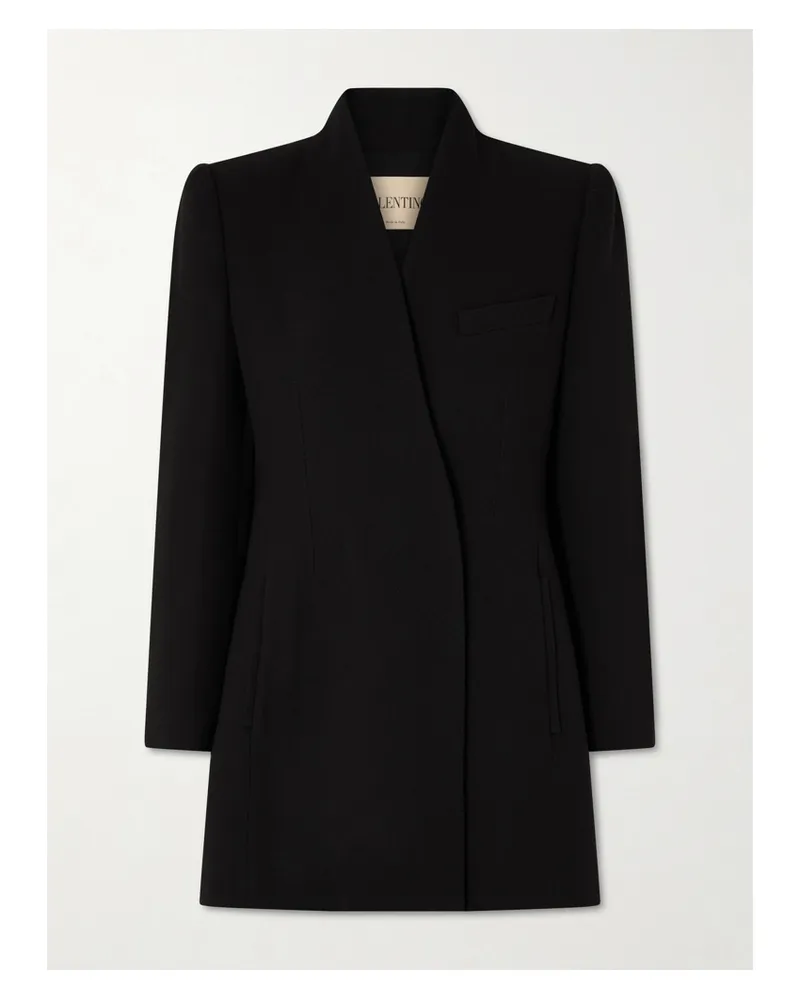 Valentino Garavani Double-breasted Wool-crepe Blazer - Black Black