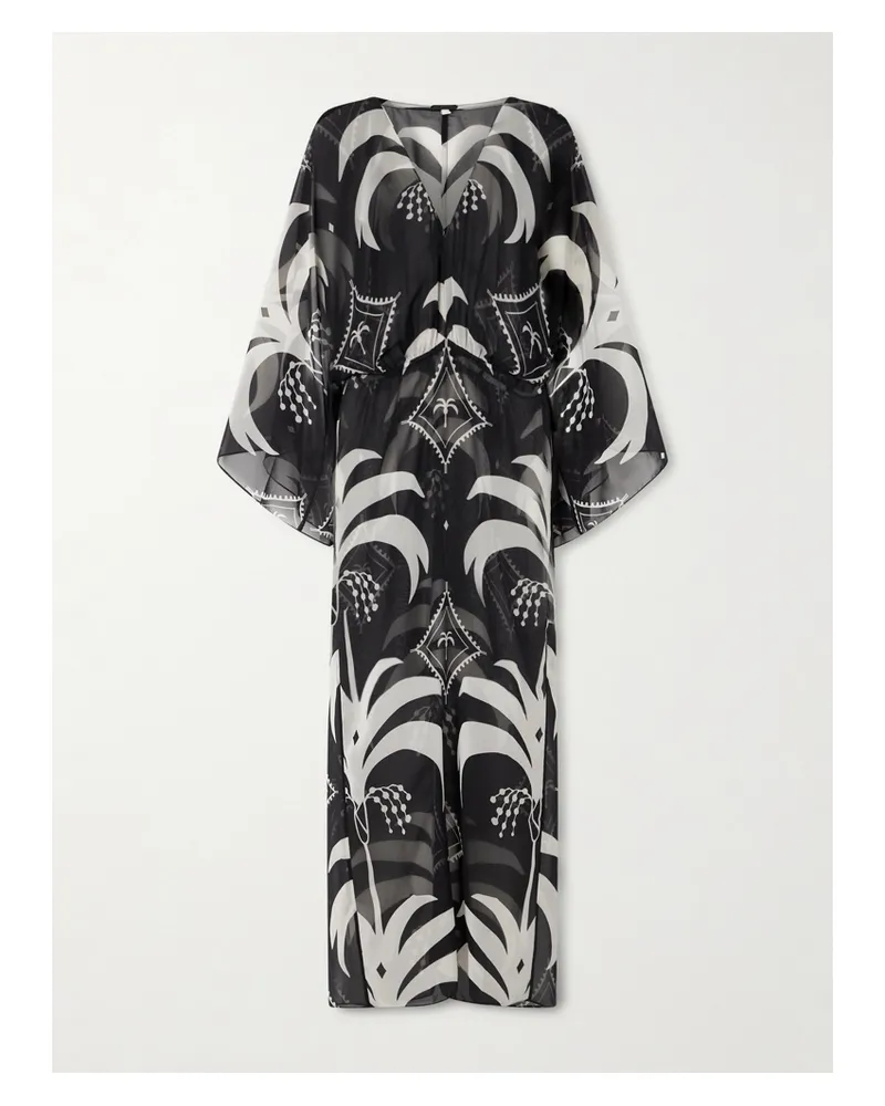 Johanna Ortiz Printed Chiffon Maxi Dress - Black Black
