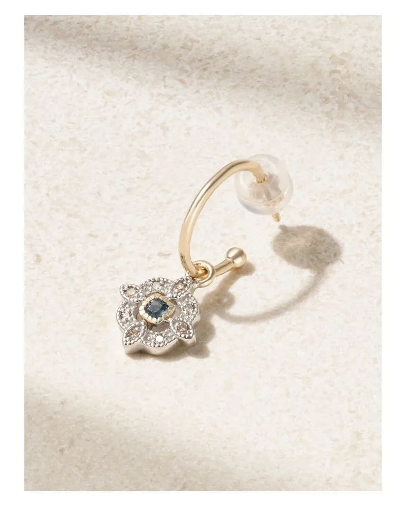 Pascale Monvoisin Bettina Einzelne Creole Aus 9 Karat Gold Und Sterlingsilber Mit Diamanten Und Topas Gold