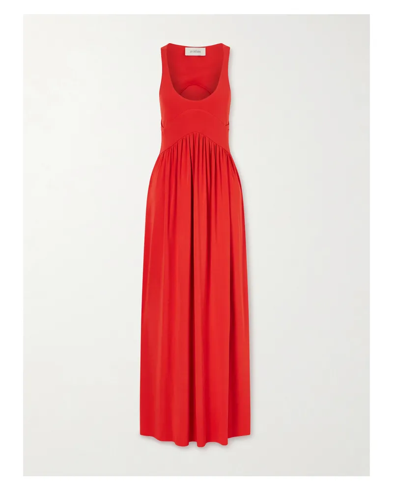 SPORTMAX Gathered Jersey Maxi Dress Red