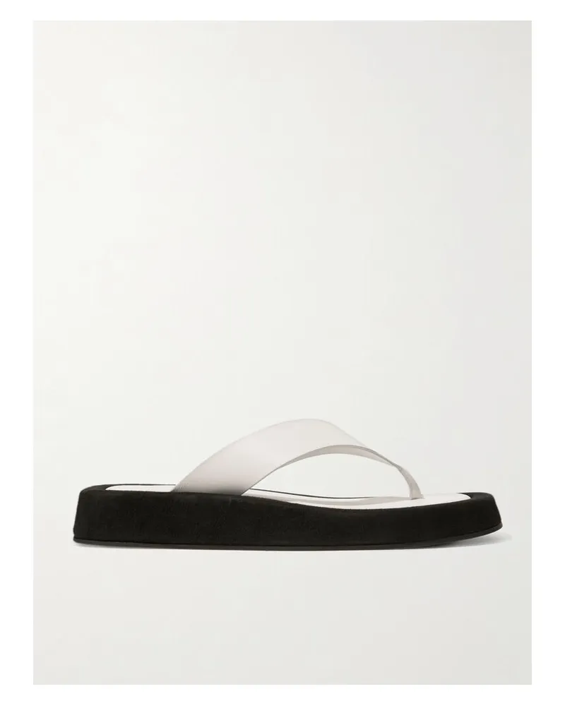 The Row Ginza Zweifarbige Zehensandalen Aus Leder Und Veloursleder Mit Plateau - Weiß Weiß