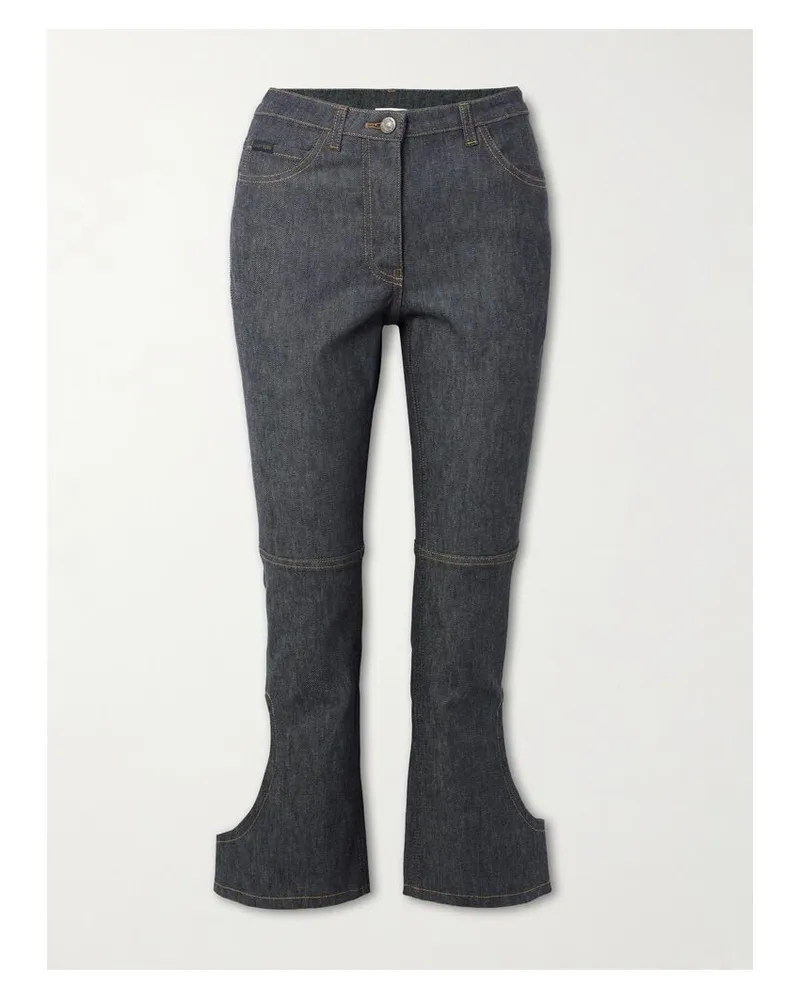 Courrèges Reversed Verkürzte, Hoch Sitzende Schlagjeans Mit Cut-outs - Grau Grau