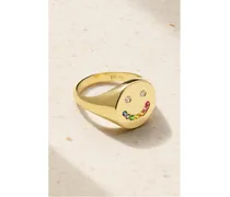 Rainbow Smiley Ring aus 14 Karat
