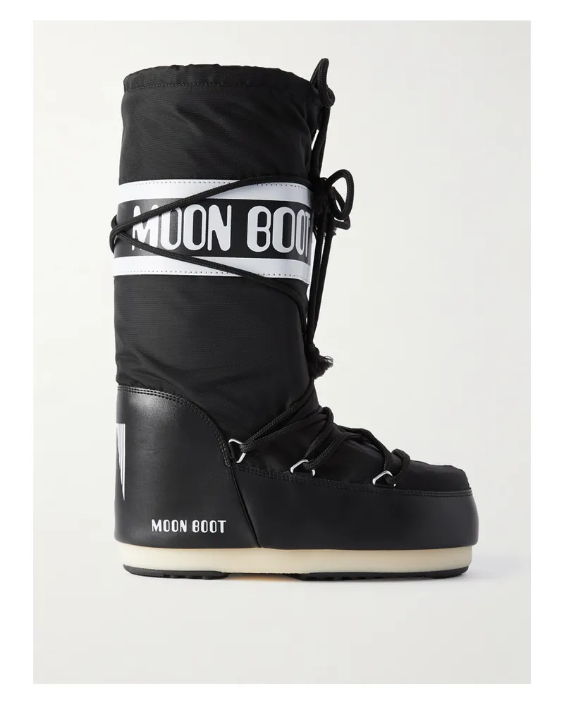 Moon Boot Icon Shell And Faux Leather Snow Boots - Black Black