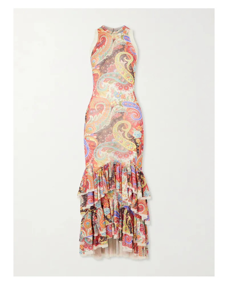 Etro Ruffled Paisley-print Chiffon Midi Dress - Multi Multi