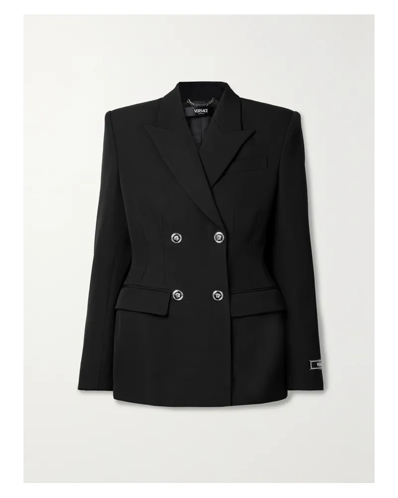 Versace Doppelreihiger Blazer Aus Grain De Poudre Aus Wolle - Schwarz Schwarz