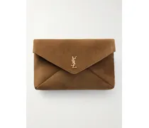 Cassandre Xxl Envelope Suede Clutch - Brown