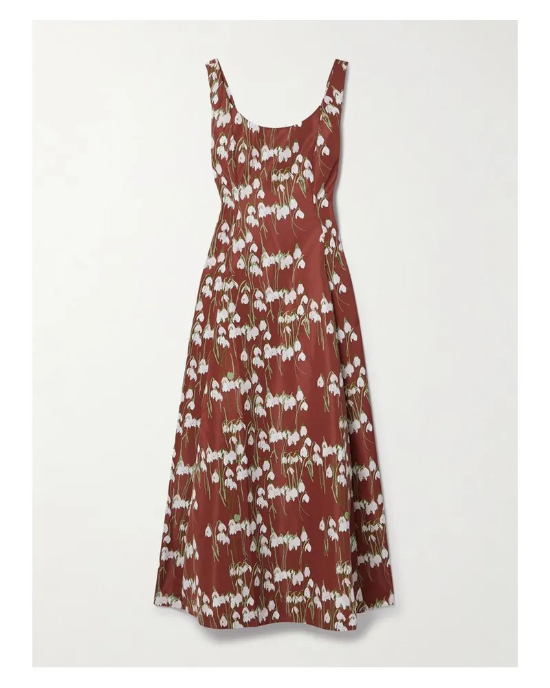 BERNADETTE Maudette Midikleid Aus Taft Mit Blumenprint - Braun Braun